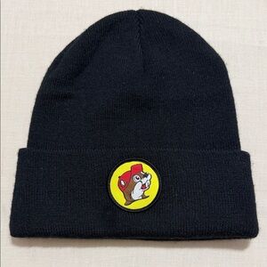 Adult Buc-Ee’s Black Novelty Beanie Hat with Beaver Logo.